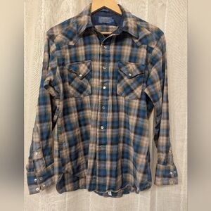 Pendleton Blue and Tan Plaid Casual Shirt